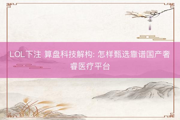 LOL下注 算盘科技解构: 怎样甄选靠谱国产奢睿医疗平台