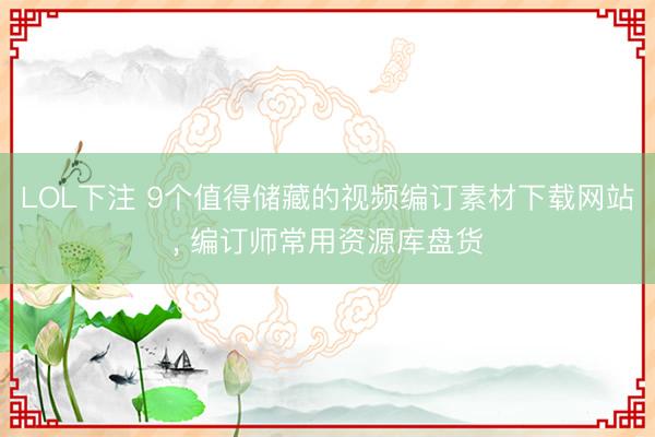 LOL下注 9个值得储藏的视频编订素材下载网站， 编订师常用资源库盘货