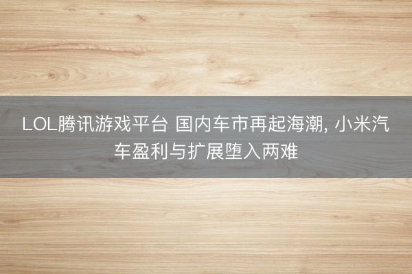 LOL腾讯游戏平台 国内车市再起海潮， 小米汽车盈利与扩展堕入两难
